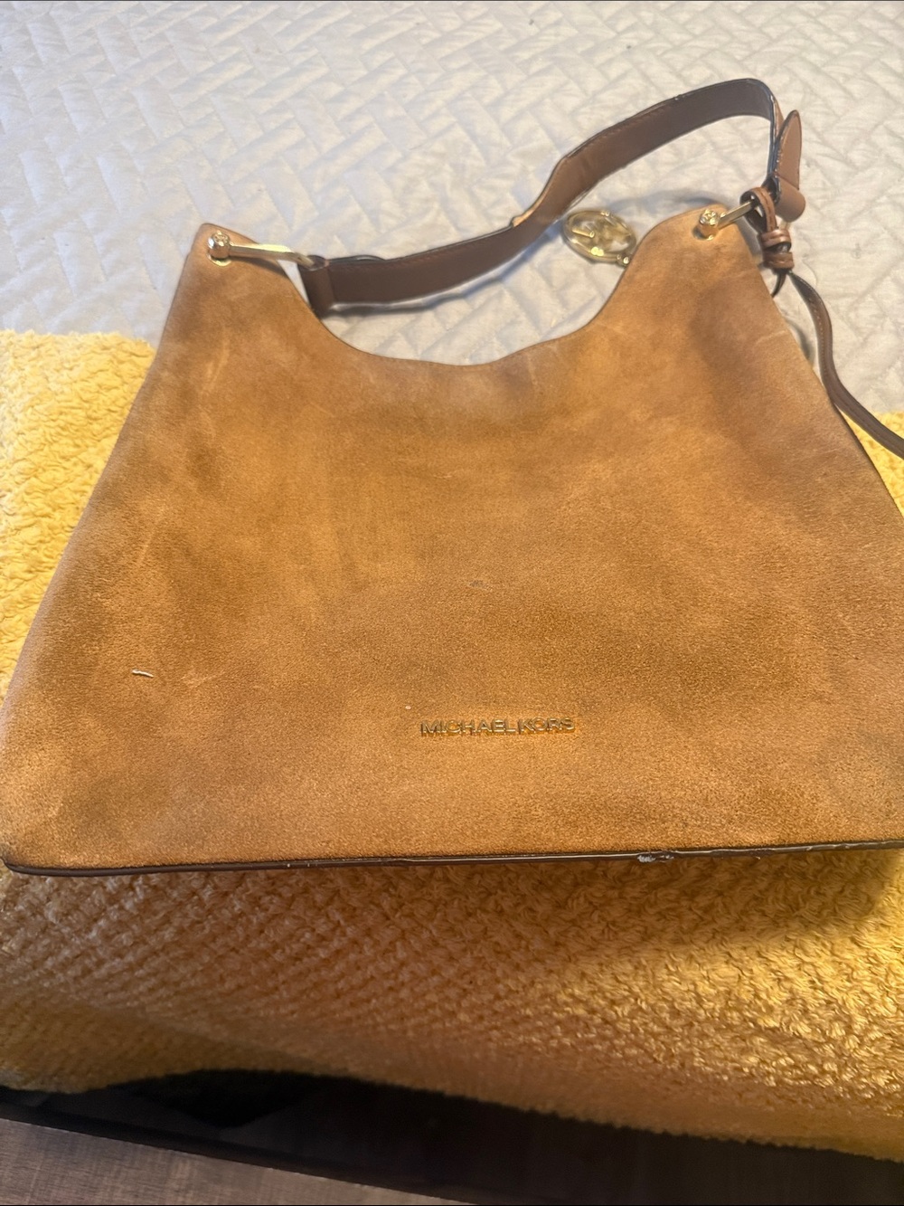 Michael Kors Suede Shoulder Hobo in Cognac